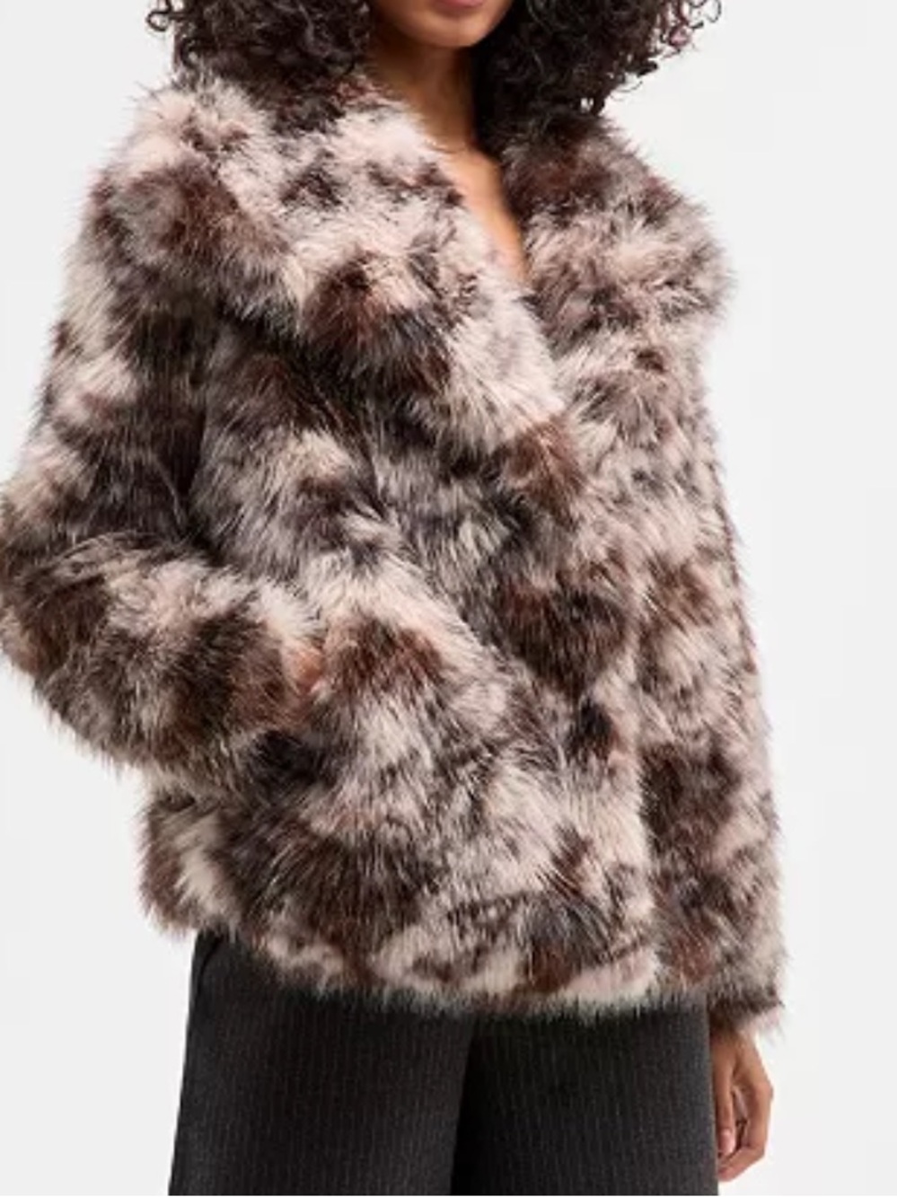 BAR III CALICO FAUX FUR JACKET - S